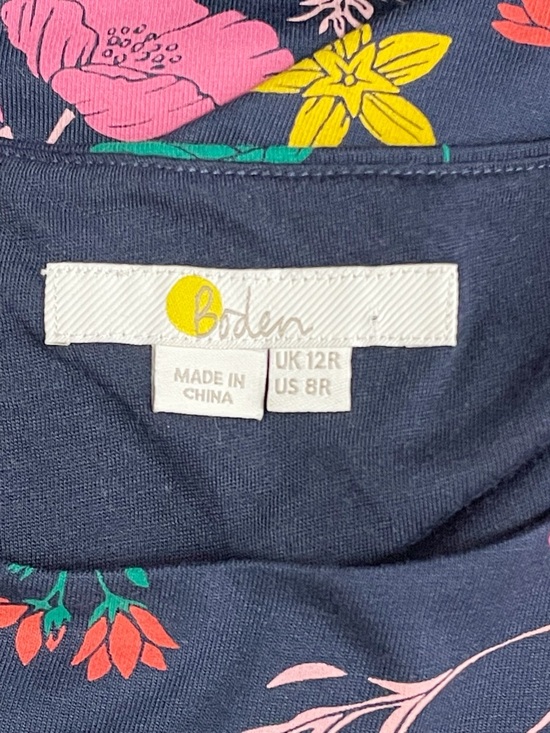 Boden Amelie Jersey Dress Floral Navy Pink Ruched Waist Midi UK12 US Size 8 - Picture 10 of 12